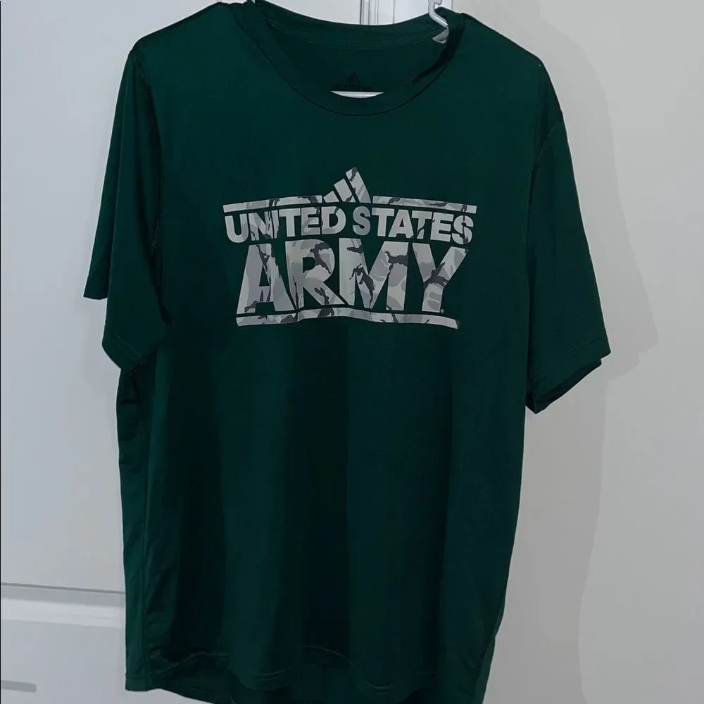 US United States Army Adidas Green Camo Camouflage Print Creator Poly t shirt XL
